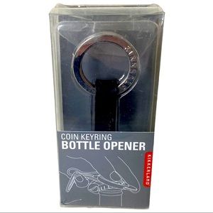 Coin Keyring Bottle Opener Black Leather Keychain
